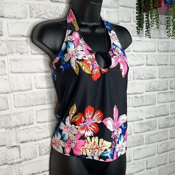 Floral Halter Top Tankini Beach Surf Size Medium - Picture 2 of 5